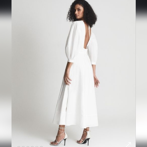 Christie Puff Sleeve Plunge Midi Dress Size 10 - Picture 3 of 14